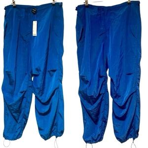 iets frans Urban Outfitters Blue Mens Unisex Parachute Cargo Tech Pants Med NWT